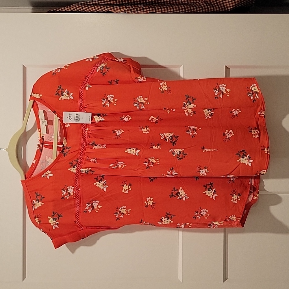 NWT Loft Mixed Media Orange Blouse